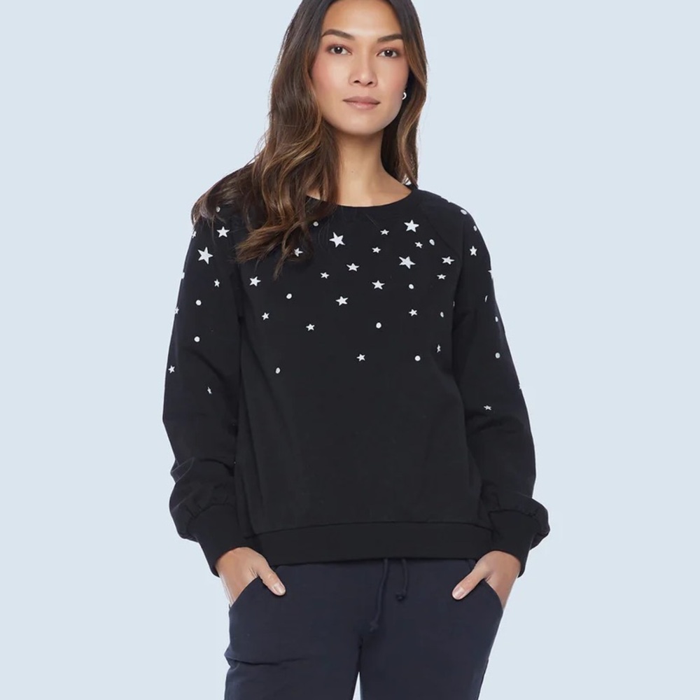 Billy T shop Star sweatshirt black white embroidered stars NWT